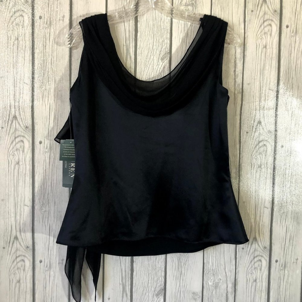 NEW Ladies RALPH LAUREN Black Silk Cami w/Scarf M